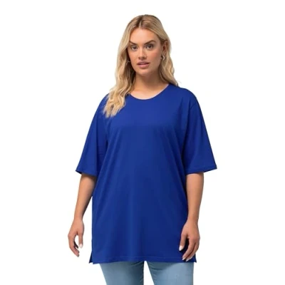 Image of Ulla Popken Women&#039;s Basic Shirt, Crew Neck T, Cobalt Blue, 24 UK/26 UK