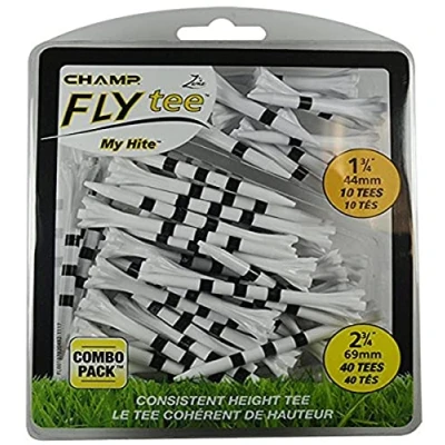 Image of Champ My Hite Flytees Golf Tees 40x 69mm &amp; 10x 44mm, Black / White