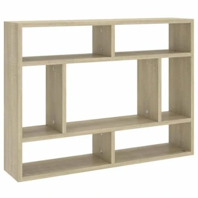 Image of vidaXL Wall Shelf Home living Room Furniture Shelving Ledges Mounted Hanging WallDisplay Cabinet Rack Chipboard Sonoma Oak