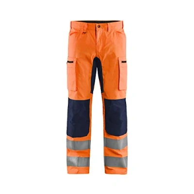 Image of BLÅKLÄDER Hi Vis Trousers Stretch Men 34S Orange/Navy Blue