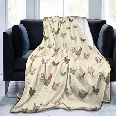 Image of COMRTL Flannel Fleece Throw Blanket Bed Art Chicken Animal Painting Micro Warm Soft Lightweight Cozy Microfiber for Couch Sofa All Seasons