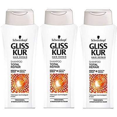 Image of Schwarzkopf Gliss Kur Shampoo Total Pack of 3 x 250 ml