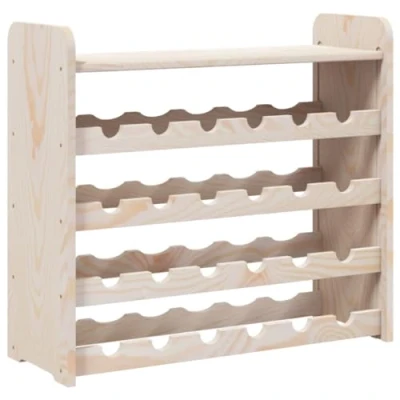 Image of vidaXL Solid Pine Wood Wine Rack with Top Board 24 Bottle Freestanding Holder for Dining Room/Kitchen/Cellar Bar Storage Brown