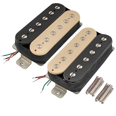Image of Artec VH Rock Alnico 5 Uncovered Humbucker Electric Guitar Neck Bridge Pickup Set, Zebra