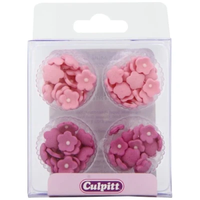 Image of Culpitt Sugar Cake Decorations Pink Mini Flowers (Pack of 1, Total 100 Decorations)