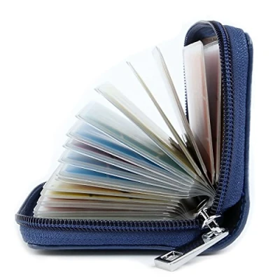 Image of Credit Card Holders Women Ladies Leather Wallets for 26 Slots RFID Protector (Blue)