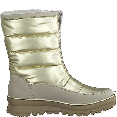 Image of Jana Women&#039;s Softline 8 26476 41 Komfortable Mehrweite Bequemschuh Wasserabweisend Rutschest Warm gefüttert Modischer Frontzip Ankle Boot, Gold Comb, 5 UK