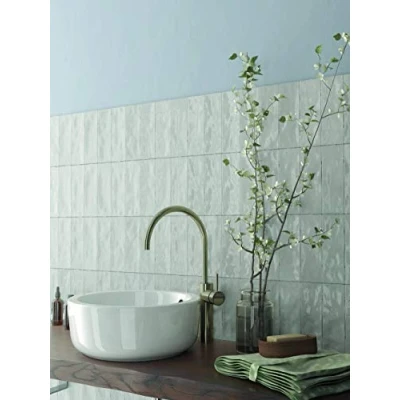 Image of Atlas Ceramics Porcelain Gloss Wall Tile Versatile Laying Options for Bathroom, and Shower Kitchen or Bathroom splashback Traditional Art Nolita White 2.5 in X 7.8