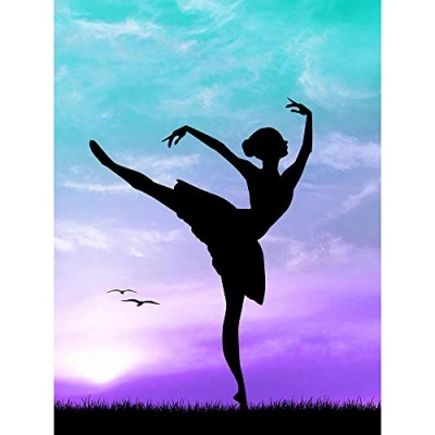 Image of Wee Blue Coo Photo Mock Up Silhouette Sunset Ballet Dancer Art Print Poster Wall Decor 12X16 Inch