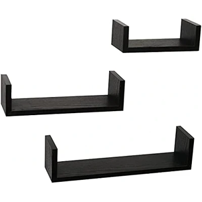 Image of MB 3 Display U Shaped Floating Wall Shelves Book Storage Shelf Unit Black