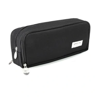 Image of iSuperb Pencil Case for Girls Large Pouch Big Capacity Bag Makeup Canvas Stationery Box Cosmetic School Supplies Student Office Storage College Organizer Gift (Black)