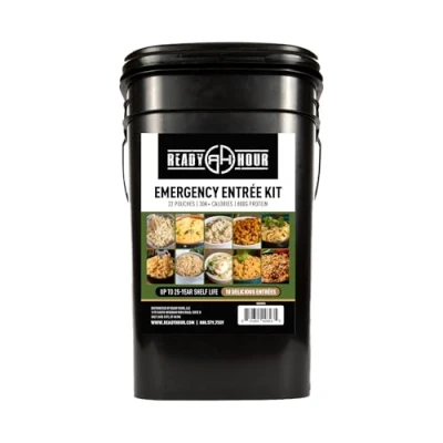 Image of Ready Hour, Emergency Meal Entrées, Real Non Perishable Meals, 25 Year Shelf Life, Portable Flood Safe Container, 120 Servings