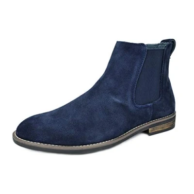 Image of Bruno Marc Men&#039;s URBAN 06 Suede Leather Chelsea Ankle Boots 06,Size 9,Navy,URBAN