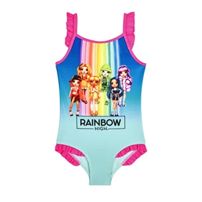 Image of Rainbow High Girls Swimming Costume Swimsuit Ages 6 (as8, Age, 10_Years, 11_Years, Regular) Blue