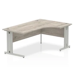 Image of Impulse 1800mm Right Crescent Desk Grey Oak Silver Cable Managed Leg