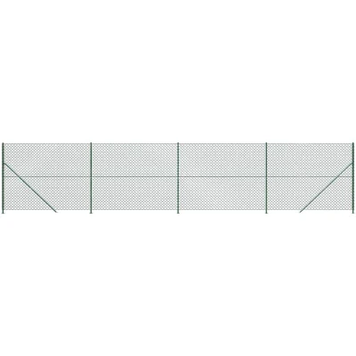 Image of vidaXL Chain Link Fence with Flange Green 1.4x10 m