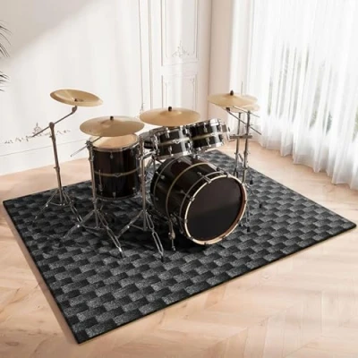 Image of SZZEUOA Drum Rug, Non Slip Soundproof Carpet, Mat Mat, Rugs Blanket For Electronic Jazz Kit Bass Snare And Other Musical Instrument 180 x 140 cm