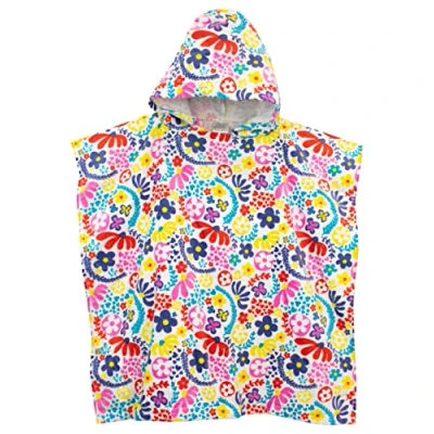 Image of Harry Bear Girls Towel Poncho Floral Multicolour One Size