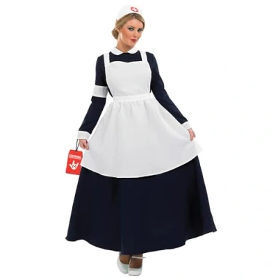 Image of Fun Shack Florence Nightingale Costume Adult, Nurse Fancy Dress, Victorian Outfits for Women, Womens Halloween X Large