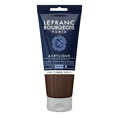 Image of Lefranc &amp; Bourgeois 300356 Fine Aycrl Paint 80ml Tube, Highly Pigmented Good Coverage Cream, Homogeneous Texture, Burnt Umber