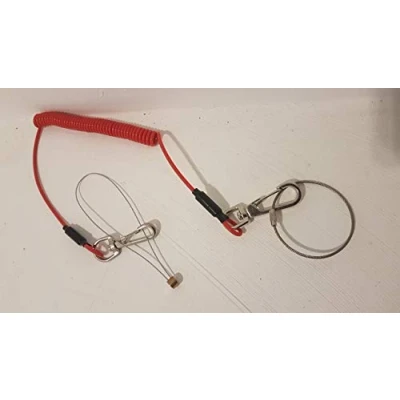 Image of Stainless Steel Coil Spring Wire Core Hand Tool BBI Scaffold Safety Lanyard with 2 Clips Extra Strong Cable spanners/Tools Heavy Duty Arrest