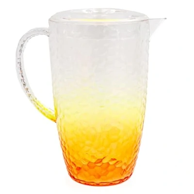 Image of Carousel Home Orange Ombre 2 Litre Water Jug Pitcher Reusable Drinkware Bubble Effect Plastic Juice Garden Drinks with Lid Outdoor Picnic