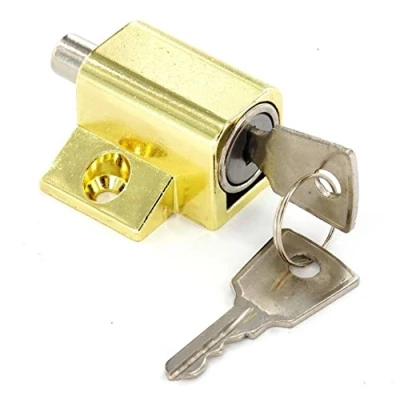 Image of Brass Patio Door Window Lock Latch INC Keys + Fixings