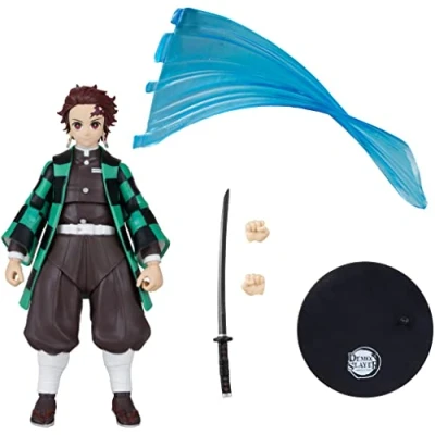 Image of McFarlane Toys, Demon Slayer 7 inch Tanjiro Action Figure, Netflix Anime Series Collectible Figure with Collectors Stand Base Ages 12+
