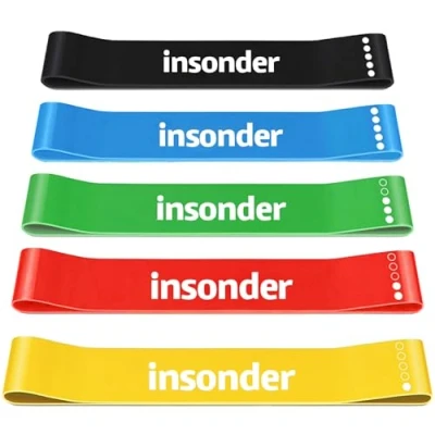Image of Insonder Resistance Band Women Set of 5 Exercise Bands for or Men Stretch Elastic Gym &amp; Pilates Stretching Booty Fitness, Workout, Physio
