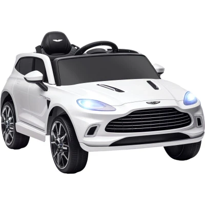 Image of AIYAPLAY Aston Martin DBX Licensed 12V Kids Ride on Car, Battery Powered Electric Car with Remote Control, 4 Suspension Wheels, LED Lights Music Horn, Slow Start, for Ages 3 6, White