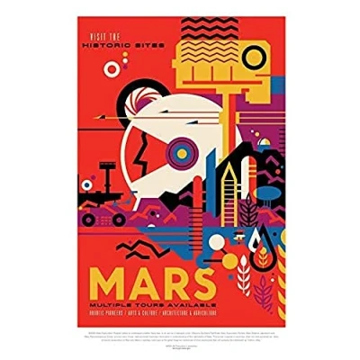 Image of Wee Blue Coo NASA Space Travel Advert Mars Unframed Wall Art Print Poster Home Decor Premium