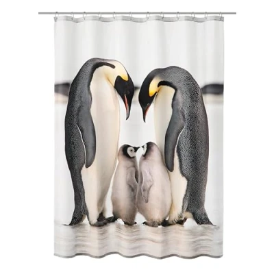 Image of Kleine Wolke Shower Curtain, Polyester, White/Black, 180 x 200 cm