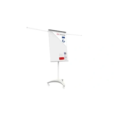 Image of ALLboards Mobile Flipchart with Side Arms and Castors 100x70cm(1000x700mm), Adjustable Height, Magnetic Whiteboard Dry Wipe Surface