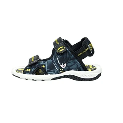 Image of Boys Black DC Comics Batman Hook and Loop Sandals UK 11 Kids