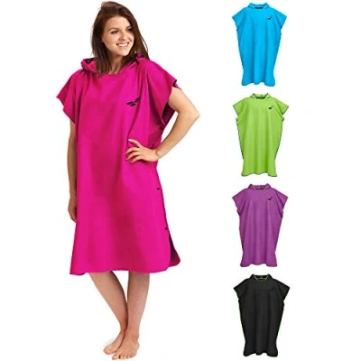 Image of Fit Flip Poncho Towel Microfibre Changing Robe Adult Towelling Swim and Surf Quick Dry Hooded for Men Women size L, Pink