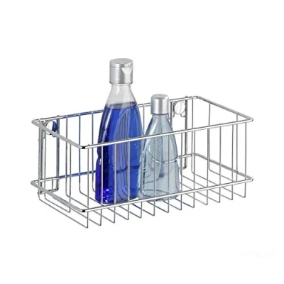 Image of WENKO 21430100 Wall shelf large Classic fixing without drilling, Metal Steel, 24 x 10 14 cm, Chrome