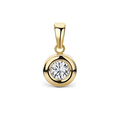 Image of MIORE Pendant for Necklace in Solid Yellow Gold 9ct 375 with a Solitaire Brilliant Zirconia, Big Loop to Fit any Pendant, Handmade, Jewellery gift box included