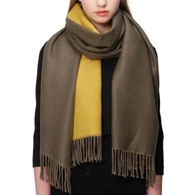 Image of RIIQIICHY Ladies Scarf Gifts for Women Winter Scarves Wraps Pashmina Shawl Warm Large Cashmere Green Yellow