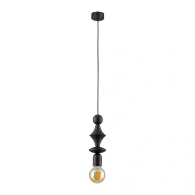 Image of Tower Slim Pendant Ceiling Light Black 1xE27