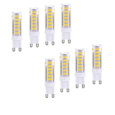 Image of OUKAIDE 8 Pack G9 LED Bulbs 7W 2835LEDs lamp AC220 240V Warm White 3000k Super Bright Bulb 600LM Beam Angle 360 Ceramic Base Non dimmable