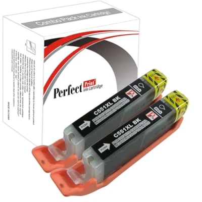 Image of PerfectPrint Compatible Ink cartridge Replacement for Canon Pixma iP7200 iP7250 iP8750 iX6850 MG5450 MG5550 MG5650 MG6350 MG6450 MG6600 MG6650 MG7150 MG7550 MX725 MX925 CLI 551 XL (Black, 2 Pack)