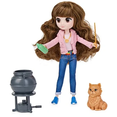 Image of Wizarding World Brilliant Hermione Granger Collectible 8 inch Doll Gift Set with 5 Accessories and 2 Outfits Kids Toys for Girls Boys Ages up