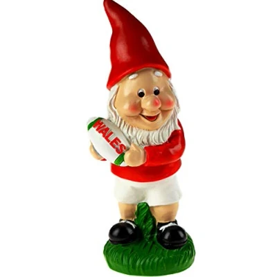 Image of KandyToys Welsh 20cm Novelty Garden Gnome Ornaments Figurine Wales Rugby Design