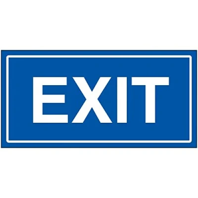 Image of V Safety Exit Sign 300x150mm Blue Rigid Plastic