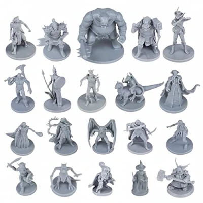 Image of Path Gaming 20 Unique Fantasy Tabletop Miniatures for Dungeons and Dragons Miniatures. 28MM Scaled Designs, Bulk Unpainted Miniatures, Great D&amp;D