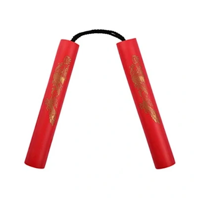 Image of Playwell Childrens 8 Inch Foam Nunchucks With Cord All Red