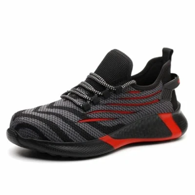 Image of Safety Shoes Trainers Mens Women Lightweight Breathable Work Steel Toe Cap Red