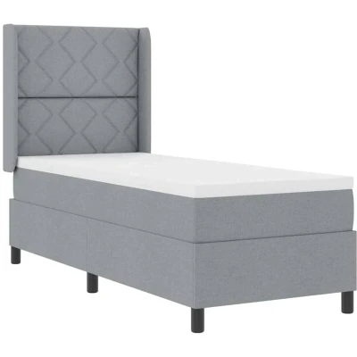Image of vidaXL Box Spring Bed with Mattress Light Grey 80x200 cm Fabric