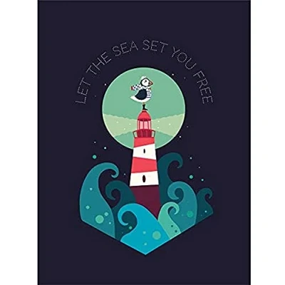 Image of Wee Blue Coo Lighthouse Sea Free Wall Art Print