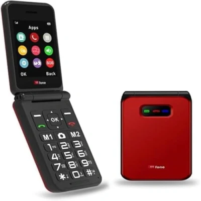 Image of TTfone TT760 Flip 4G Big button Mobile Phone for the Elderly with Emergency Assistance Unlocked Basic (Red, USB Cable)